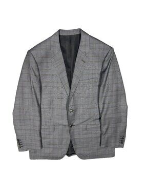 Bespoke Blazer Glen Check Cerruti 150s Wool Sport Coat Grey 42R